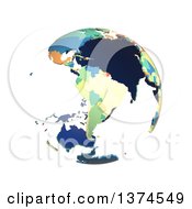 Poster, Art Print Of Political Globe With Colorful 3d Extruded Countries Centered On South America On A White Background