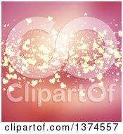 Clipart Of A Pink Background With Golden Hearts Royalty Free Illustration