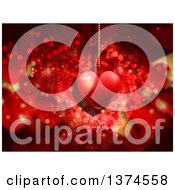 Clipart Of A Suspended Heart Over Flares And Hearts In Red And Gold Royalty Free Illustration