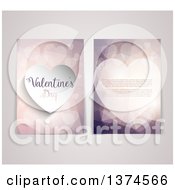 Clipart Of A Valentines Day Flyer Template With Sample Text Over Gray Royalty Free Vector Illustration