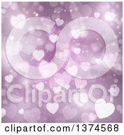 Poster, Art Print Of Valentines Day Background Of Purple Floating Hearts