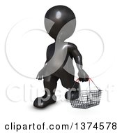 Poster, Art Print Of 3d Black Man Carrying A Shopping Basket On A White Background