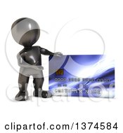 Poster, Art Print Of 3d Black Man Presenting A Giant Credit Card On A White Background