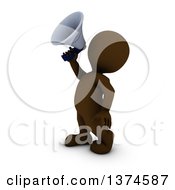 Poster, Art Print Of 3d Brown Man Using A Megaphone On A White Background