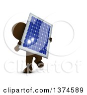 Poster, Art Print Of 3d Brown Man Holding A Solar Panel On A White Background