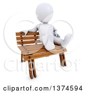 Poster, Art Print Of 3d White Man Sitting On A Park Bench On A White Background