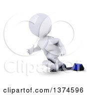 Poster, Art Print Of 3d White Man Sprinter Taking Off On Starting Blocks On A White Background