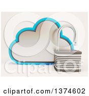 Poster, Art Print Of 3d Cloud Icon With An Open Padlock On Shaded White