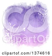 Purple Watercolor Floral Background Design With White Borders