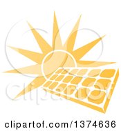 Clipart Of A Sun Shining Behind A Solar Panel Photovoltaics Cell Royalty Free Vector Illustration by AtStockIllustration