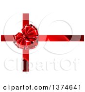 Clipart Of A 3d Red Valentines Day Gift Heart Ribbon Bow Over White Royalty Free Vector Illustration
