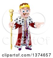 Poster, Art Print Of Brunette White King Holding A Scepter And Pointing To The Right