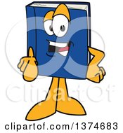 Blue Book Mascot Character Pointing Outwards