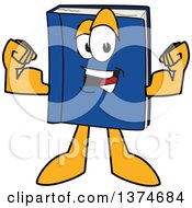 Poster, Art Print Of Blue Book Mascot Character Flexing His Muscles