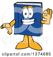 Poster, Art Print Of Blue Book Mascot Character Gesturing Ok