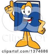 Poster, Art Print Of Blue Book Mascot Character Holding Up A Finger