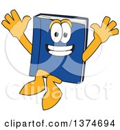 Poster, Art Print Of Blue Book Mascot Character Jumping
