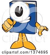Poster, Art Print Of Blue Book Mascot Character Searching With A Magnifying Glass