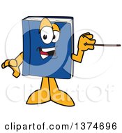 Blue Book Mascot Character Holding A Pointer Stick