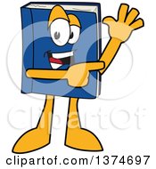 Blue Book Mascot Character Waving And Pointing