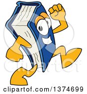 Clipart Of A Blue Book Mascot Character Running Royalty Free Vector Illustration by Toons4Biz