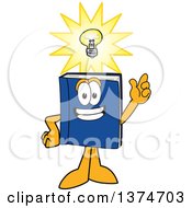 Poster, Art Print Of Blue Book Mascot Character With A Bright Idea