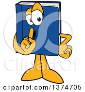Clipart Of A Blue Book Mascot Character Shushing Royalty Free Vector Illustration by Toons4Biz