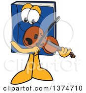 Blue Book Mascot Character Playing A Violin