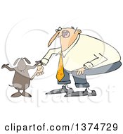 Cartoon Chubby White Man Yelling At His Careless Dog