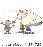 Poster, Art Print Of Cartoon Chubby White Man Yelling At His Careless Dog