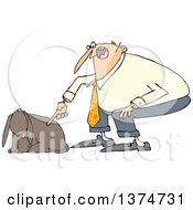 Poster, Art Print Of Cartoon Chubby White Man Yelling At His Happy Dog