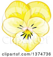 Clipart Of A Yellow Pansy Flower Royalty Free Vector Illustration