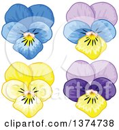 Clipart Of Pansy Flowers Royalty Free Vector Illustration