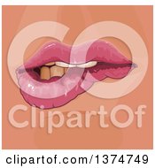 Clipart Of A Stressed Womans Mouth Shown Nibbling Her Lips Royalty Free Vector Illustration by Pushkin
