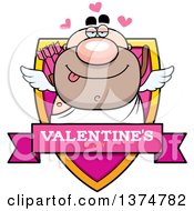Clipart Of A Male Valentines Day Cupid Shield Royalty Free Vector Illustration