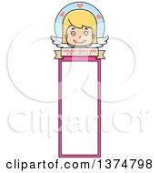 Clipart Of A Happy Blond White Girl Cupid Bookmark Royalty Free Vector Illustration