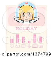 Clipart Of A Happy Blond White Girl Cupid Schedule Design Royalty Free Vector Illustration