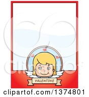 Clipart Of A Happy Blond White Girl Cupid Page Border Royalty Free Vector Illustration