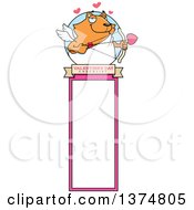 Clipart Of A Valentines Day Cupid Ginger Cat Bookmark Royalty Free Vector Illustration