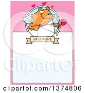 Clipart Of A Valentines Day Cupid Ginger Cat Page Border Royalty Free Vector Illustration