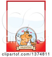Poster, Art Print Of Valentines Day Cupid Ginger Cat Page Border