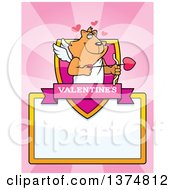 Clipart Of A Valentines Day Cupid Ginger Cat Page Border Royalty Free Vector Illustration
