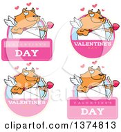 Clipart Of Badges Of A Valentines Day Cupid Ginger Cat Royalty Free Vector Illustration by Cory Thoman