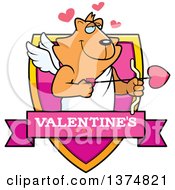 Clipart Of A Valentines Day Cupid Ginger Cat Shield Royalty Free Vector Illustration by Cory Thoman