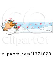 Clipart Of A Valentines Day Cupid Ginger Cat Banner Royalty Free Vector Illustration by Cory Thoman