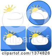 Clipart Of Partly Sunny Weather Icons Royalty Free Vector Illustration