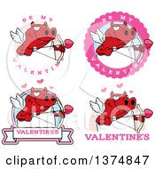 Poster, Art Print Of Badges Of A Valentines Day Cupid Devil