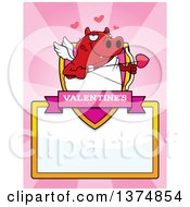 Clipart Of A Valentines Day Cupid Devil Page Border Royalty Free Vector Illustration by Cory Thoman
