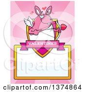 Clipart Of A Valentines Day Cupid Rabbit Page Border Royalty Free Vector Illustration by Cory Thoman