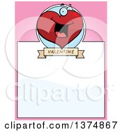 Clipart Of A Happy Valentines Day Heart Character Page Border Royalty Free Vector Illustration